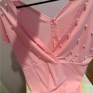 New Chic Pink Dress with Pearl Details